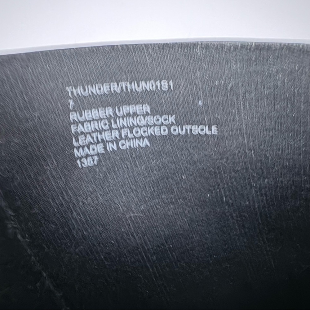 Steve Madden Black Thunder Rain Rubber Combat Mid Calf Boots Size 7 - Picture 7 of 8